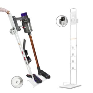 brian & dany vacuum stand for dyson, stable metal bracket stand holder storage for dyson v15 v12 v11 v10 v8 v7 v6, white