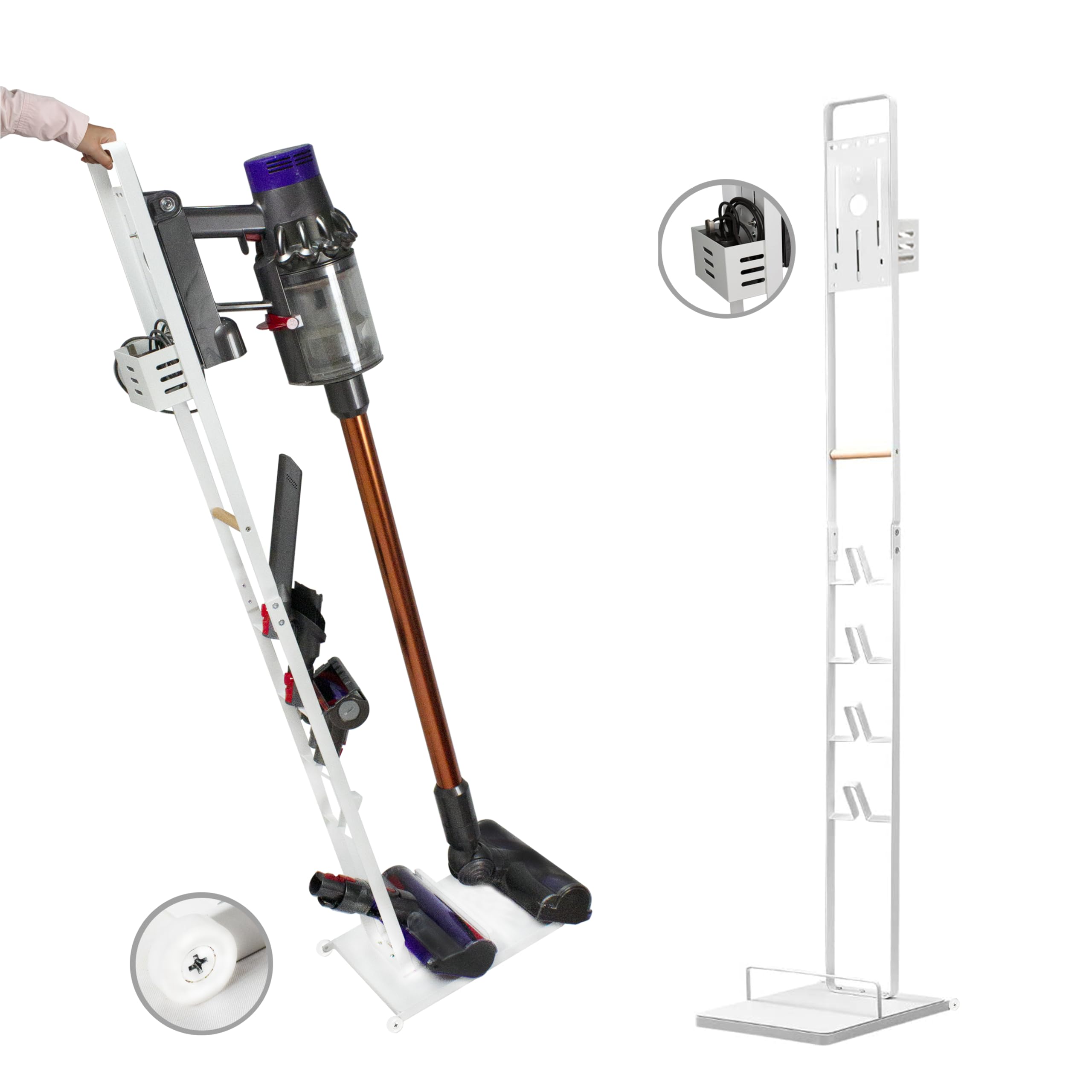 BRIAN & DANY Vacuum Stand for Dyson, Stable Metal Bracket Stand Holder Storage for Dyson V15 V12 V11 V10 V8 V7 V6, White