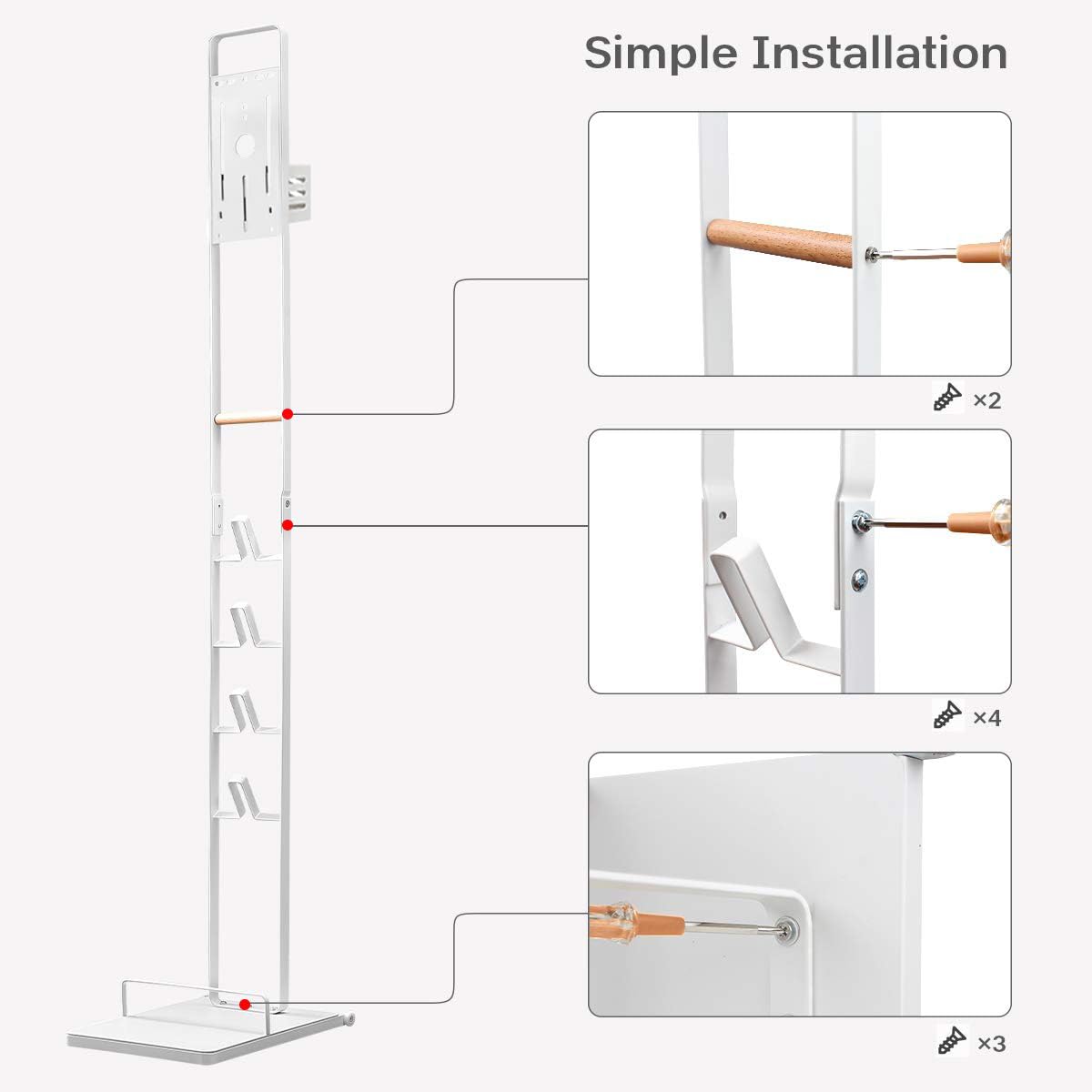 BRIAN & DANY Vacuum Stand for Dyson, Stable Metal Bracket Stand Holder Storage for Dyson V15 V12 V11 V10 V8 V7 V6, White