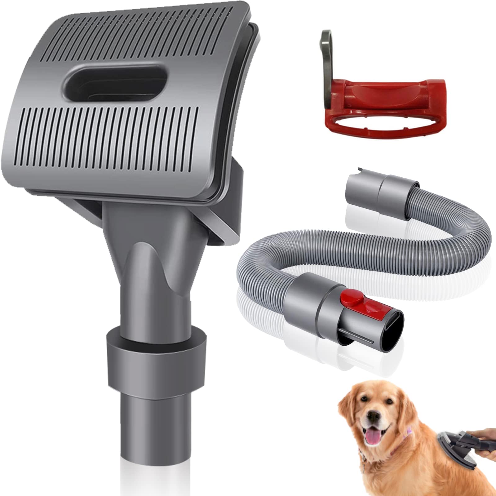 TPDL Groom Tool for Dyson Pet dog Attachment Brush, Compatible with Dyson V15 V12 V11 V10 V8 V7 DC62 DC65 Vacuum Cleaners, with Extended Vacuum Hose & Trigger Lock