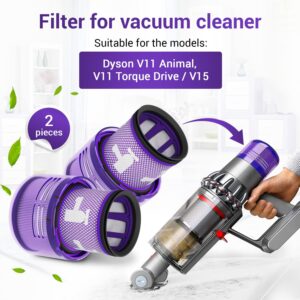 Vioks.pro Filter Set 2x Dyson Vacuum Filter Replacement for Dyson 970013-02 - Dyson Filter V11 Animal, V11 Torque, V15 / Replacement Filters for Dyson - Filter for Dyson Vacuum