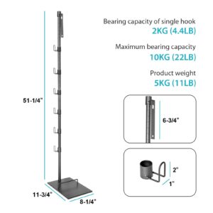 360Tronics Storage Stand Holder Fit for Dyson V15 Detect V11 V10 V8 V7 V6 Cordless Vacuum Cleaners and Accessary, Stable Floor Docking Station Full Metal Organizer Bracket with 6 Hooks (Silver Grey)