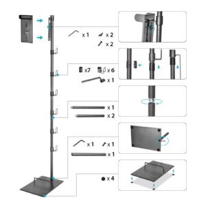 360Tronics Storage Stand Holder Fit for Dyson V15 Detect V11 V10 V8 V7 V6 Cordless Vacuum Cleaners and Accessary, Stable Floor Docking Station Full Metal Organizer Bracket with 6 Hooks (Silver Grey)