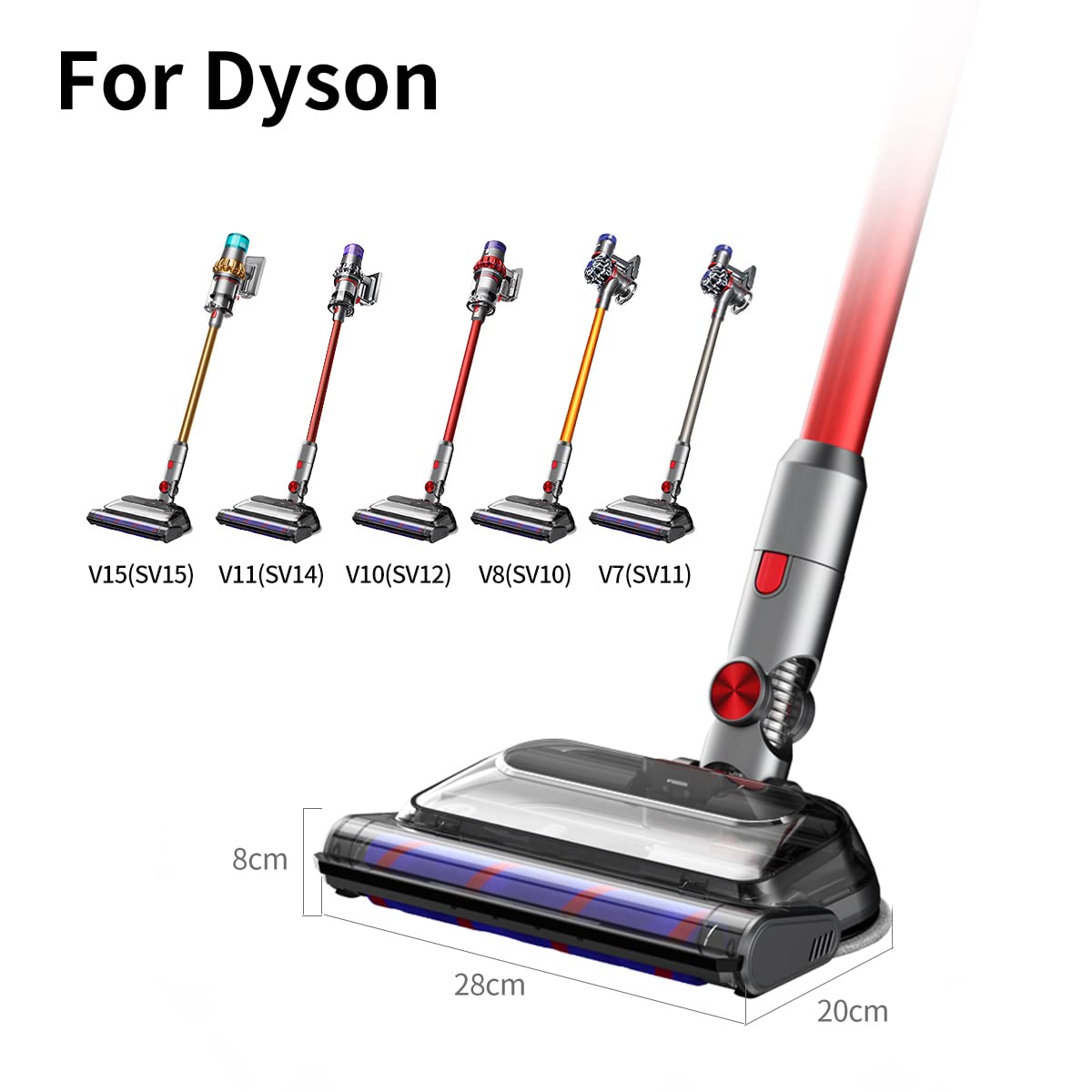 Electric mop Head for Dyson v7 v8 v10 v11 v15Vacuum Cleaner,Wet vacuum cleaner for furniture with detachable water tank and six reusable mop pads.