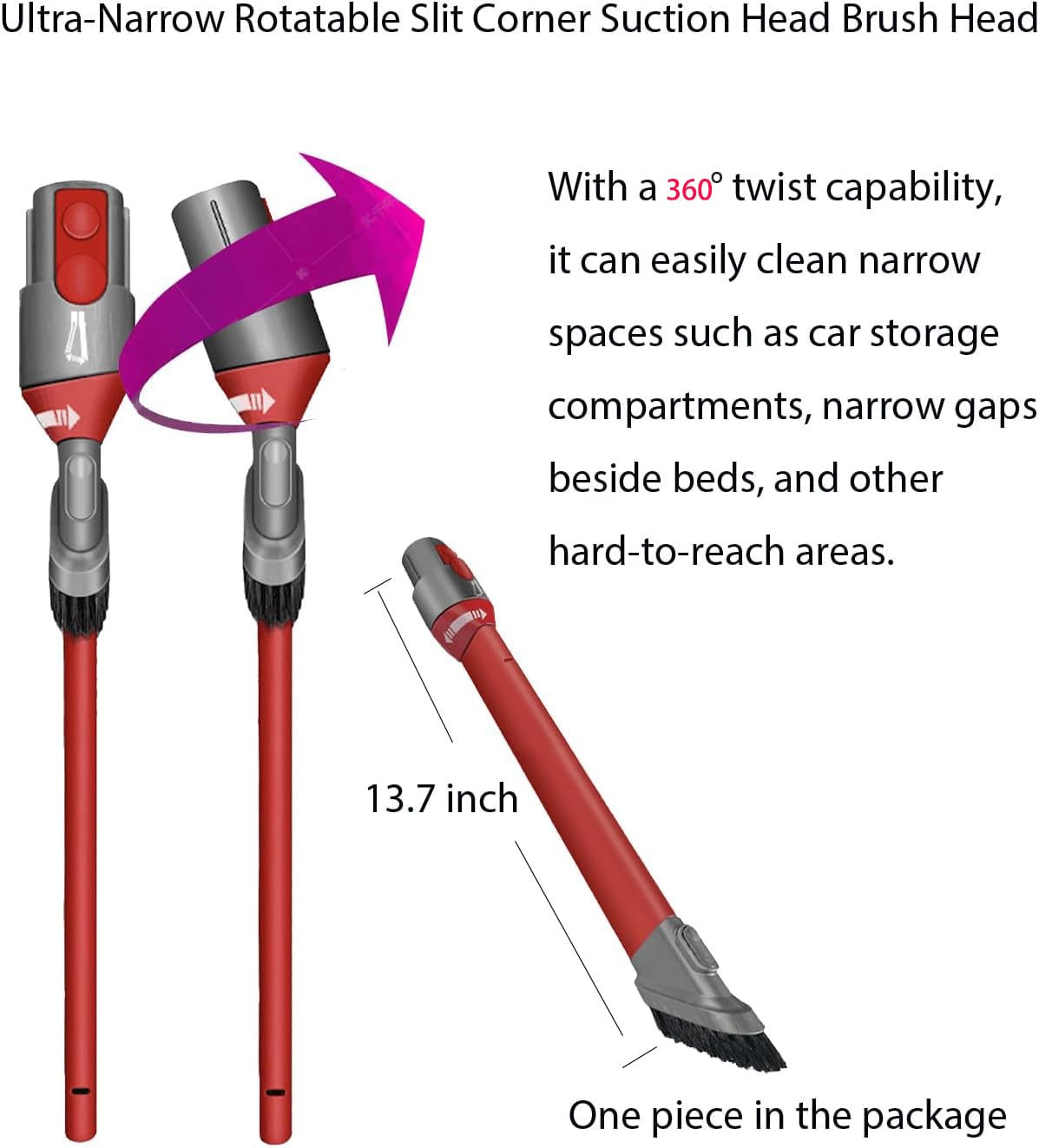 Replacement Attachments for Dyson V15 V12 V11 V10 V7 V8 Absolute Detect Traceless/Soft/Stiff Bristle Extension HoseBrush Crevice Tool