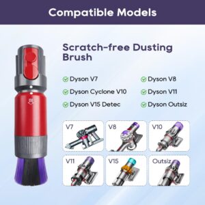 SONGRUI Traceless Scratch-free Dusting Brush Compatible with Dyson V7 V8 V10 V11 V12 V15 and Gen 5 Vacuum Cleaners, Handy Self-cleaning Soft Bristles Great for Car Interior, Baseboards and Corners