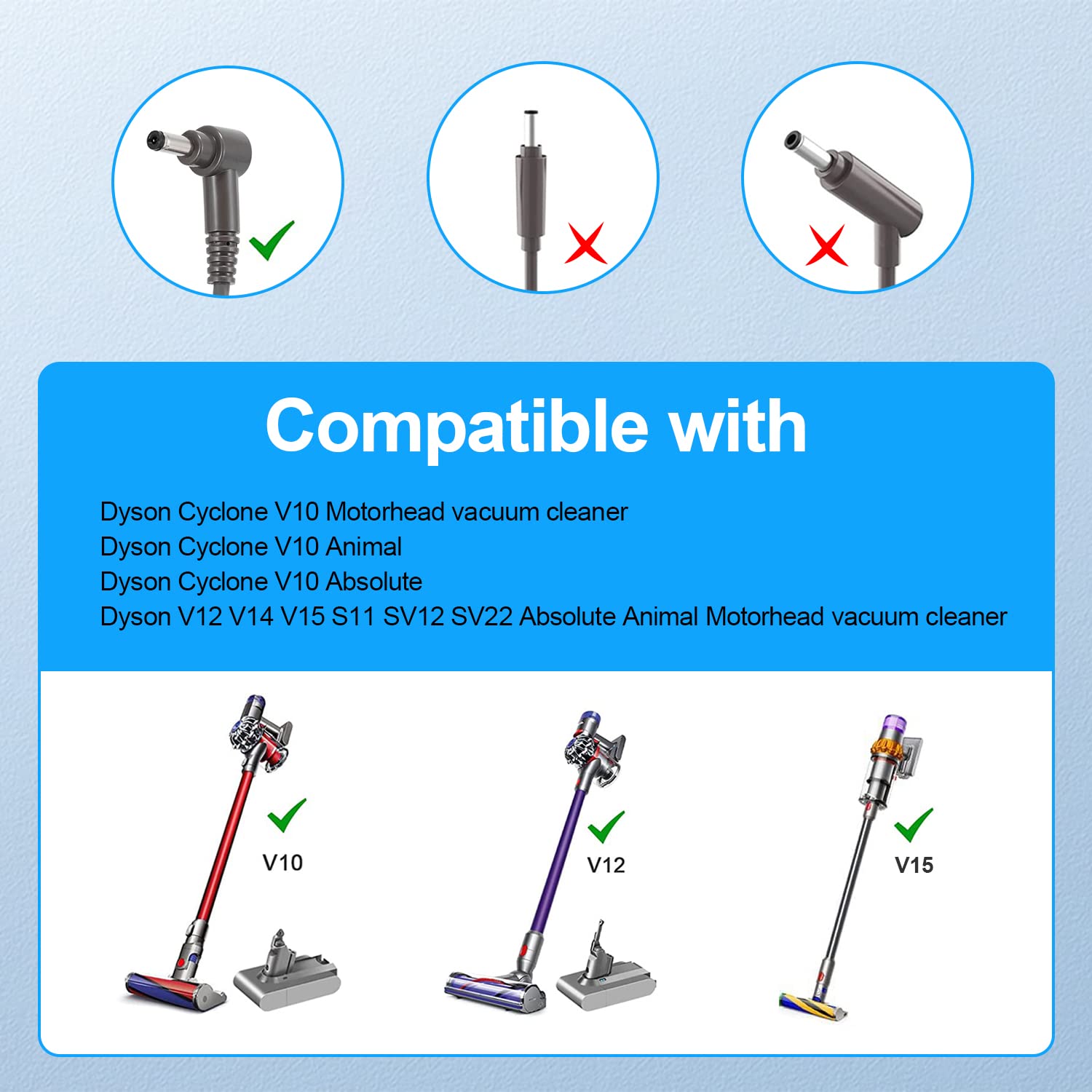 Charger for Dyson V10 V12 V15 SV12 SV22 Absolute Animal Motorhead Cordless Vacuum Cleaner 30.45V 1.1A Power Supply Adapter Charging Cord