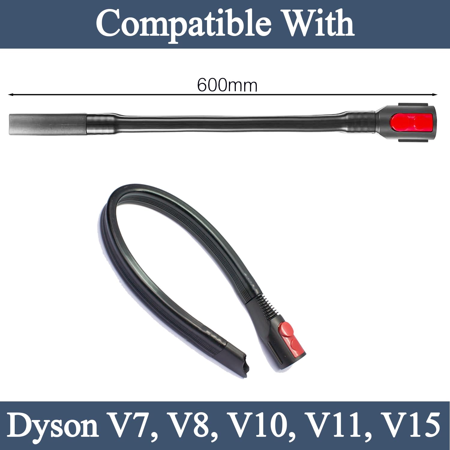 Flexible Crevice Tool for Dyson V7 V8 V10 V11 V15 Cordless Vacuum - Vacuum Attachment for Dryer Vent, Car Detailing and Corners Cleaning - Dryer Vent Cleaner Kit