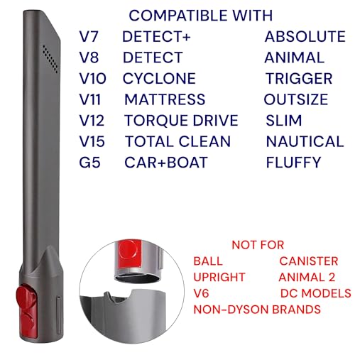 Tool Attachment Compatible with Dyson V15, V12, V11, V10, V8, V7 Vacuum Cleaner Accessories Replacement Parts Brush Nozzle, Stubborn Dirt Mattress Tool, Soft Dusting (Crevice Tool)