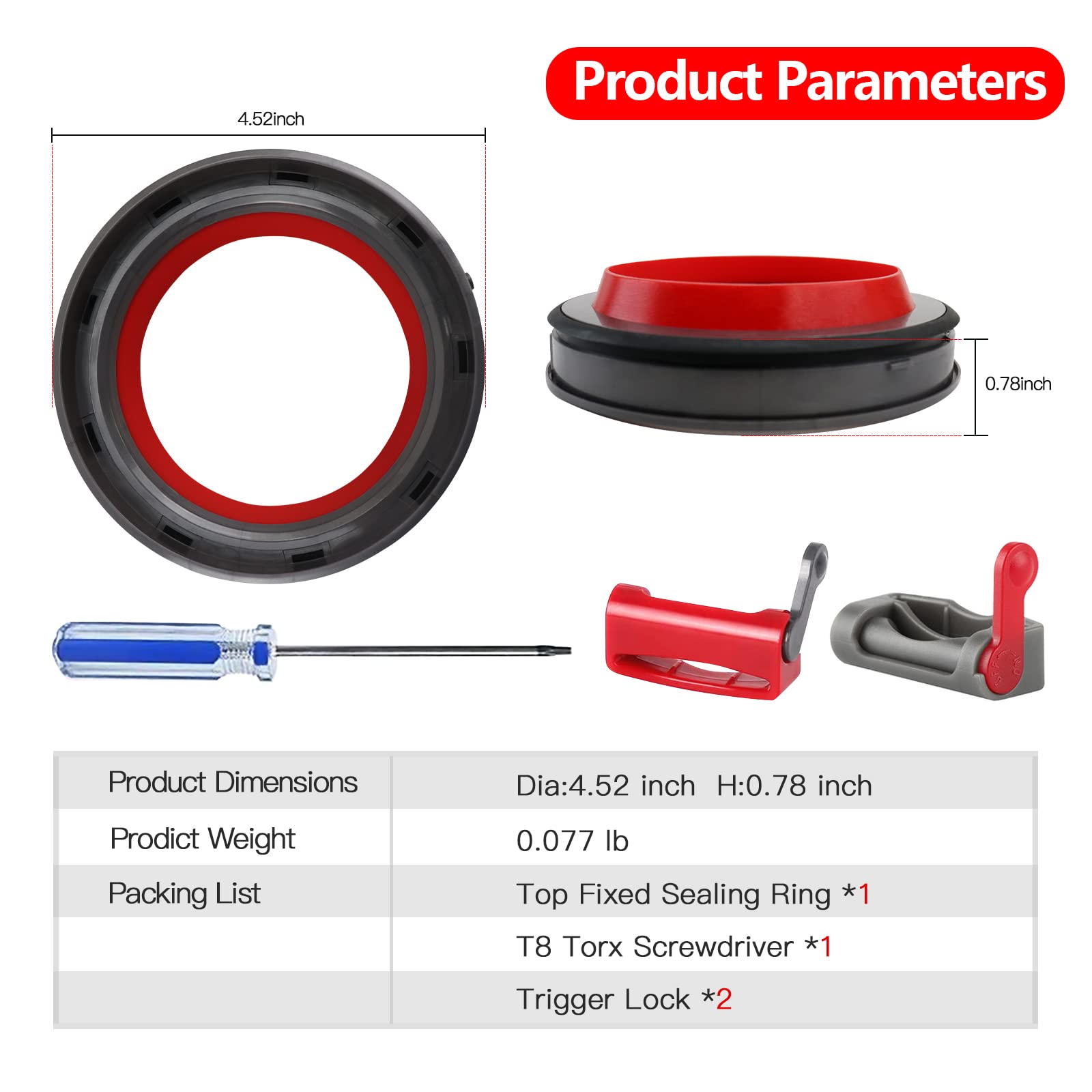 Jaswqaz Dust Bin Bucket Top Fixed Sealing Ring Replacement Compatible with Dyson V11 V15 SV14 SV15 SV22 Dirt Cup Parts Vacuum Cleaner Accessories