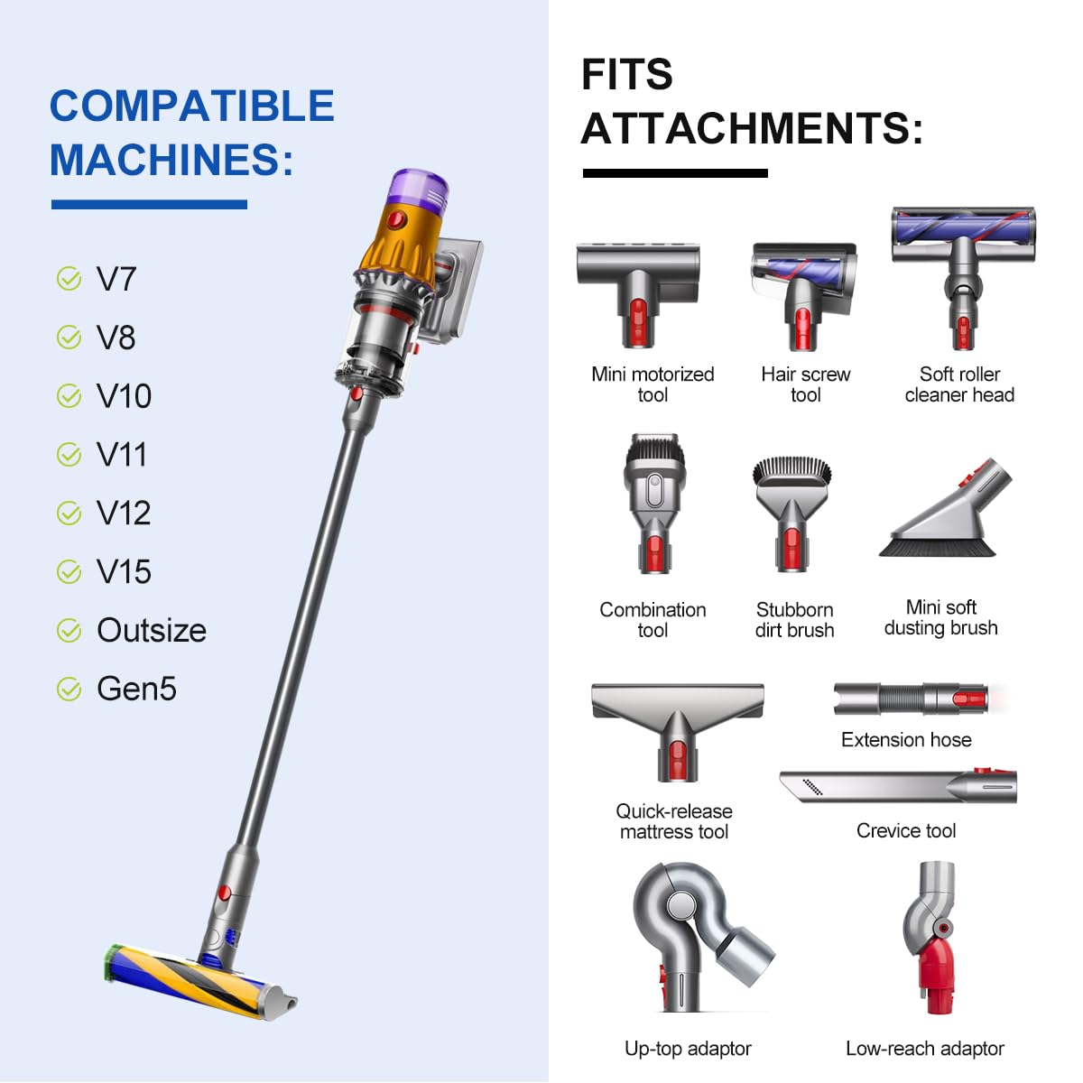 LANMU Accessory Holder Compatible with Dyson V15 V12 V11 V10 V8 V7 Outsize Gen5 G5 Cordless Stick Vacuum Cleaner, Docking Station Attachments Organizer