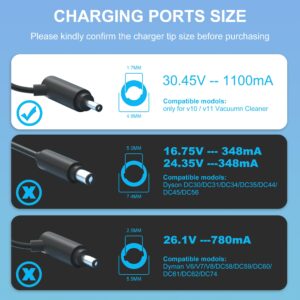 30.45V Charger for Dyson V10 V11 V12 V15 SV12 SV14 SV16 SV20 SV22 Absolute Animal Motorhead Cordless Vacuum Replacement 217160-02 Power Cord【6Ft UL Listed】 Charging Cord