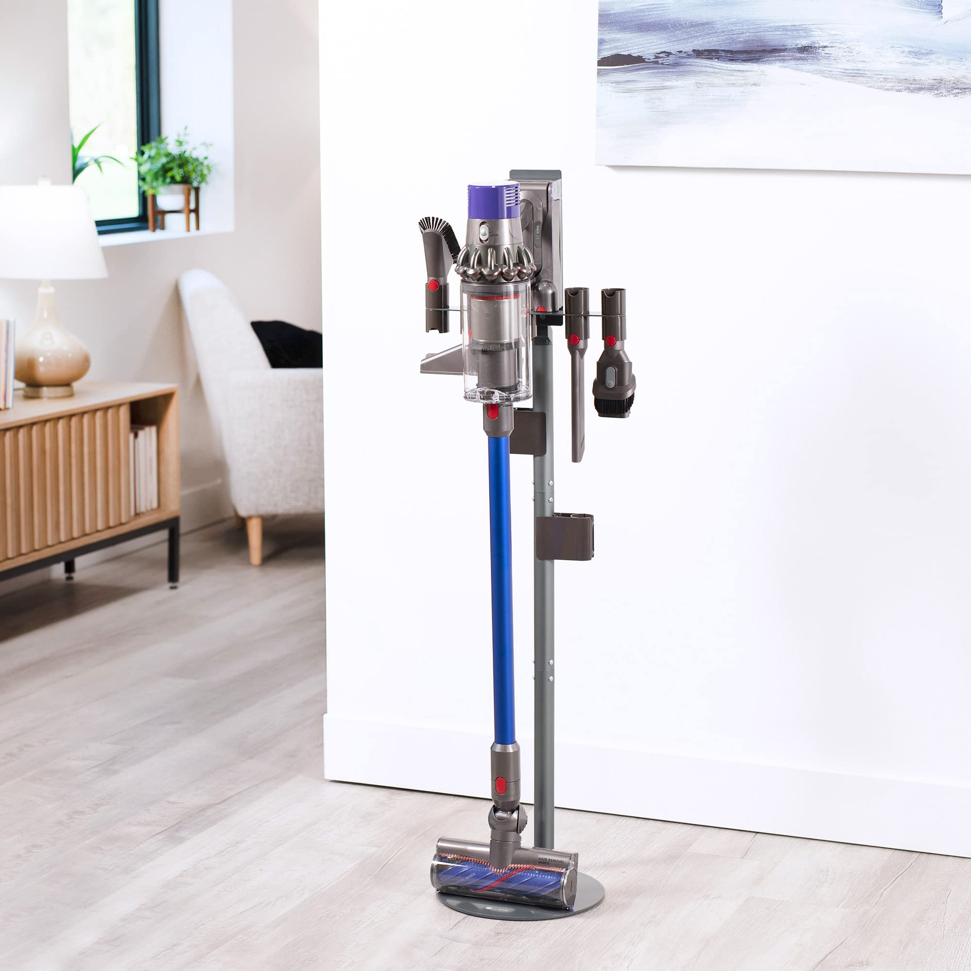 Life Finds Floor Stand Designed for Dyson Handheld Vacuums V6, V7, V8, V10, V11, V12, V15, No Drill Vacuum Stand, Docking Station, Accessory Mount, Black, LF-VFS1A