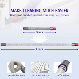Dusting Brush + Flexible Extension Hose Compatible with Dyson Outsize V7 V8 V10 V11 V15 Vacuum Cleaner, Scratch-free Dusting Brush Bristle Dust Removal Brush, Cordless Vacuum Replacement Parts