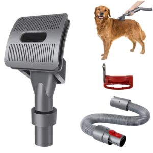 groom tool attachments brush&extension vacuum hose compatible with dyson v8 v7 v10 v11 v12 v15 vacuum cleaner with quick release converter adapter dog pet groom tool(brush&extension hose&trigger lock)