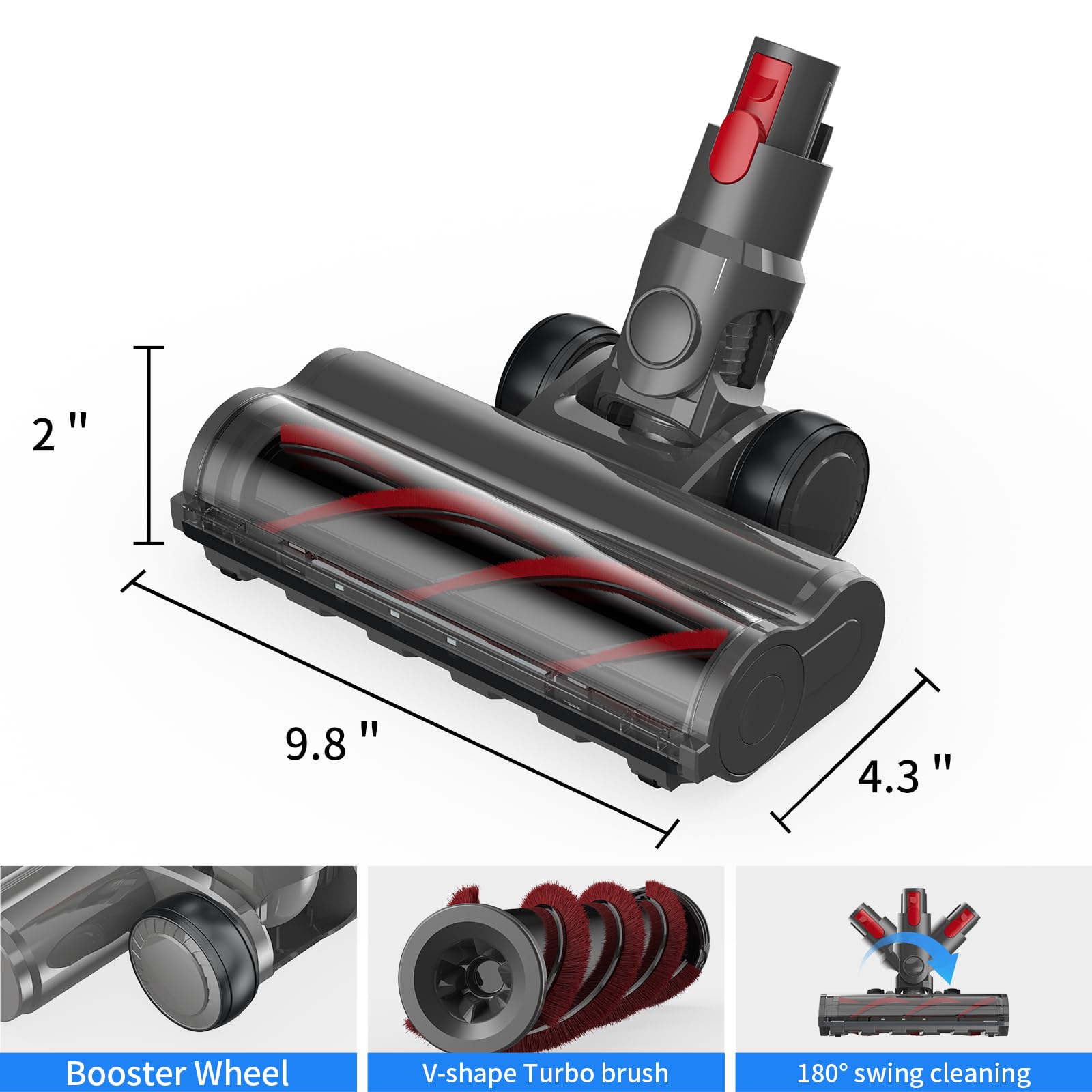 Head Replacement for Dyson V7 V8 V10 V11 V15 sv10 sv12 sv14 sv15 Attachment, 1s Release Dyson Spare Parts with 4LED, Cleaner Parts for Carpet and Parquet