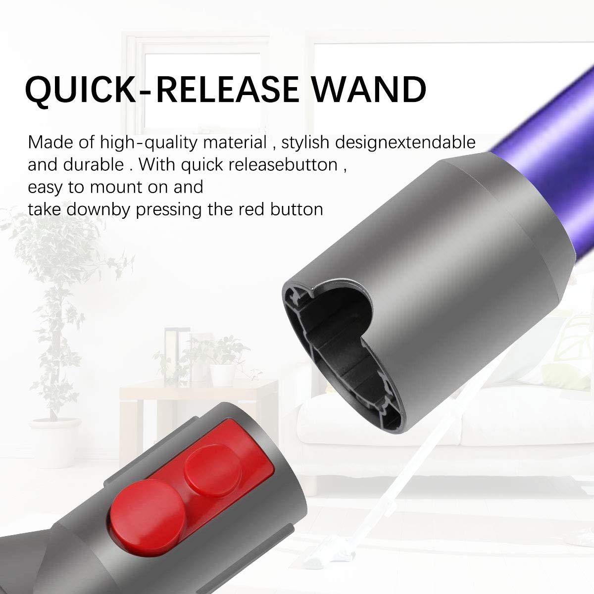 Replacement Wand Compatible with Dyson V15 V11 V10 V7 V8 Cordless Stick Vacuum Cleaner, Quick Release Vacuum Accessories (Purple)