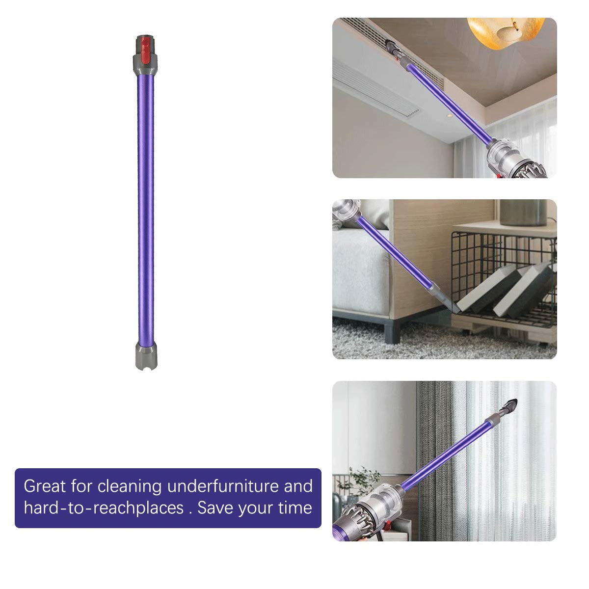 Replacement Wand Compatible with Dyson V15 V11 V10 V7 V8 Cordless Stick Vacuum Cleaner, Quick Release Vacuum Accessories (Purple)