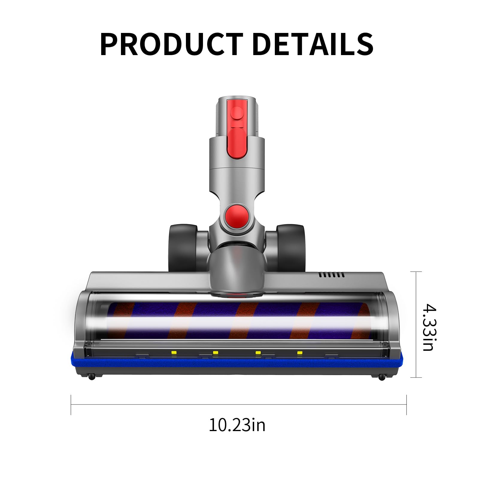 ORIVESSELS Replacement Vacuum Head compatible with Dyson V7 V8 V10 V11 V15 Hard Floor Attachment Cleaner Electric Head 4 LED Lights for Hard Floor and Low Carpets