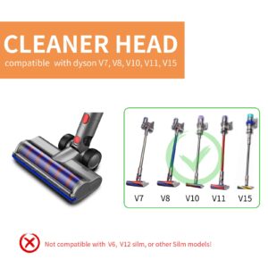 ORIVESSELS Replacement Vacuum Head compatible with Dyson V7 V8 V10 V11 V15 Hard Floor Attachment Cleaner Electric Head 4 LED Lights for Hard Floor and Low Carpets