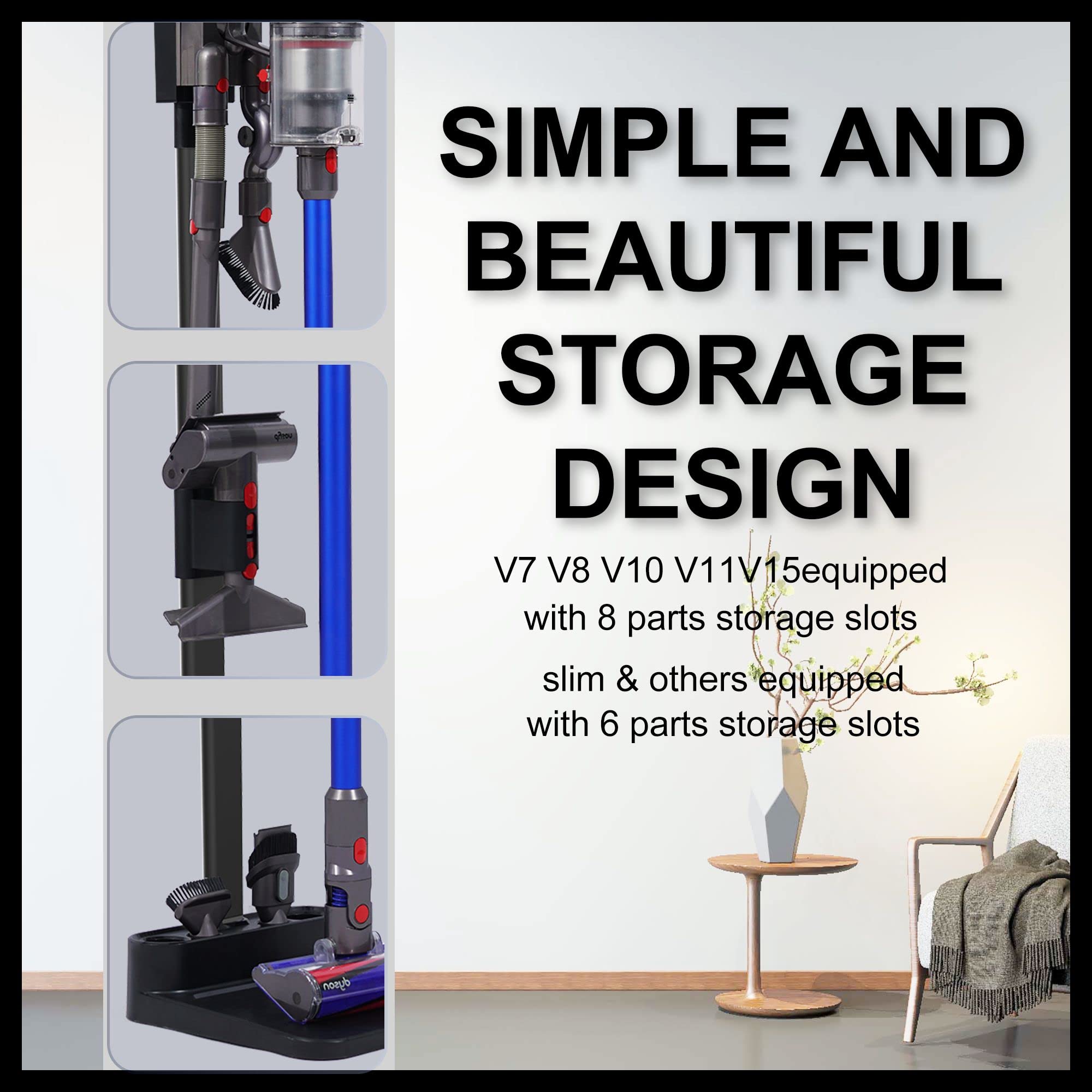 Vacuum Stand for Dyson,Compatible with Dyson V6 V7 V8 V10 V11 V12 V15 SV18 SV21 Cordless Vacuum Cleaners, with 6-8 Accessories Storage Space