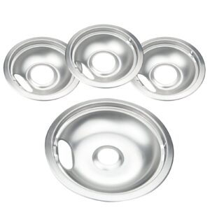 drip pan electric stove burner covers for whirlpool w10278125 w10196405 w10196406, 4 pack (3) 6" & (1) 8"