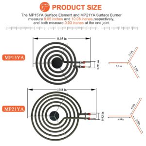 Beaquicy MP31YA Electric Range Burner Element - Replacement for Ken-more Whirlpool Range Stove - Package Include 3 pcs MP15YA 6" and 1 pcs MP21YA 8"