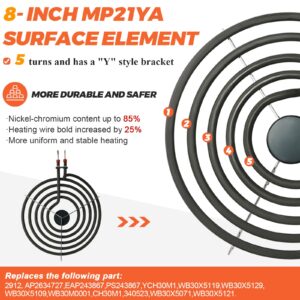 Beaquicy MP31YA Electric Range Burner Element - Replacement for Ken-more Whirlpool Range Stove - Package Include 3 pcs MP15YA 6" and 1 pcs MP21YA 8"