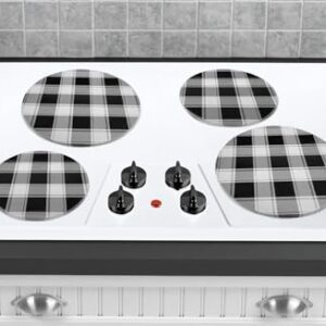 Reston Lloyd Buffalo Check Electric Stove Burner Covers, Set of 4, (2) 10" & (2) 8", Black/White