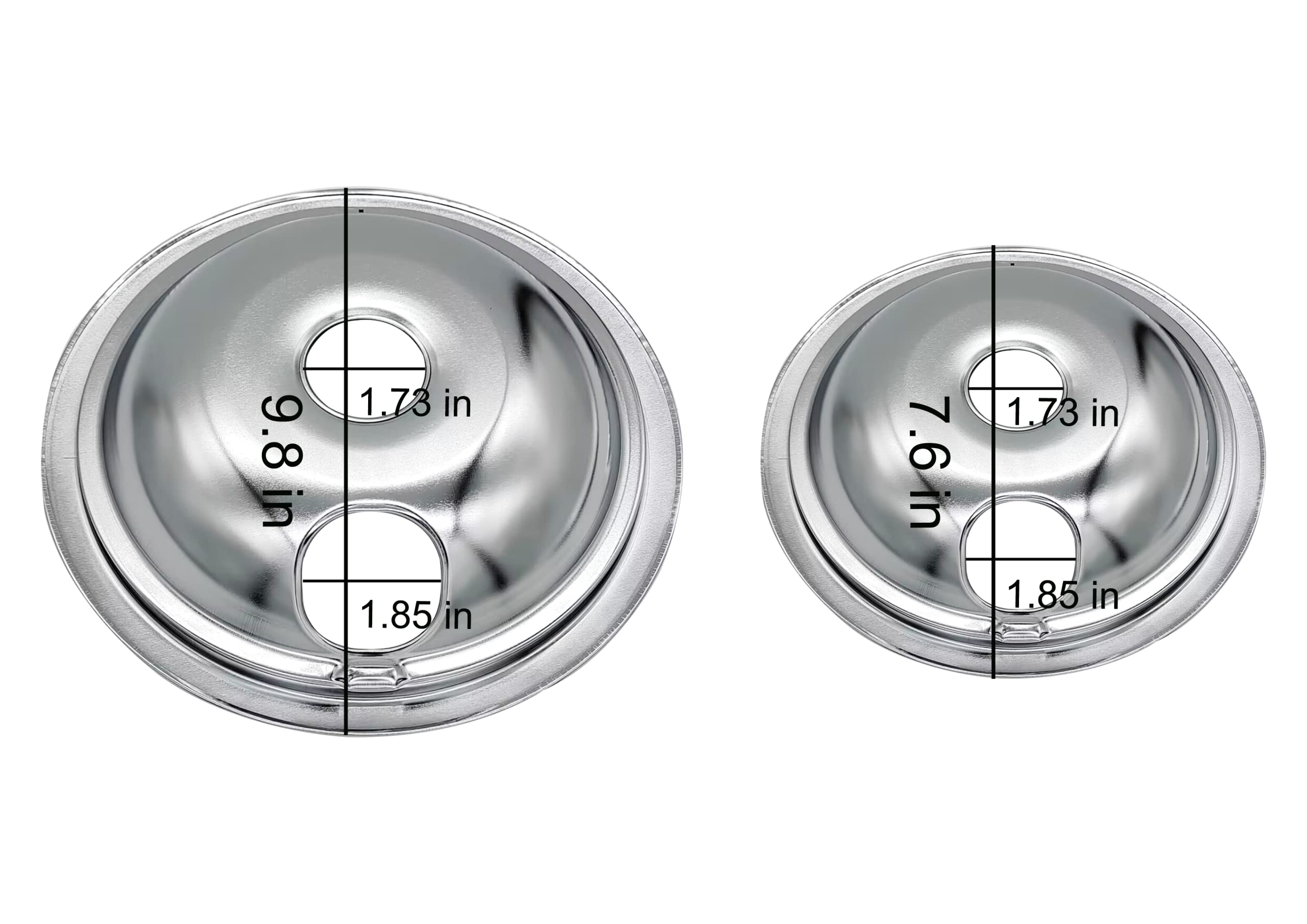 Amazinpure WB31T10010 and WB31T10011 Replacement Chrome Drip Pans for GE/Hotpoint Electric Range with Locking Slot Includes 2 6-Inch and 2 8-Inch Pans, 4 Pack WB32T10008 WB32X10015 DP165 GE68C