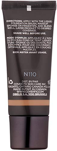 Cover FX Natural Finish Foundation: Water-based Foundation that Delivers 12-hour Coverage and Natural, Second-Skin Finish with Powerful Antioxidant Protection - N110, 1 Fl Oz