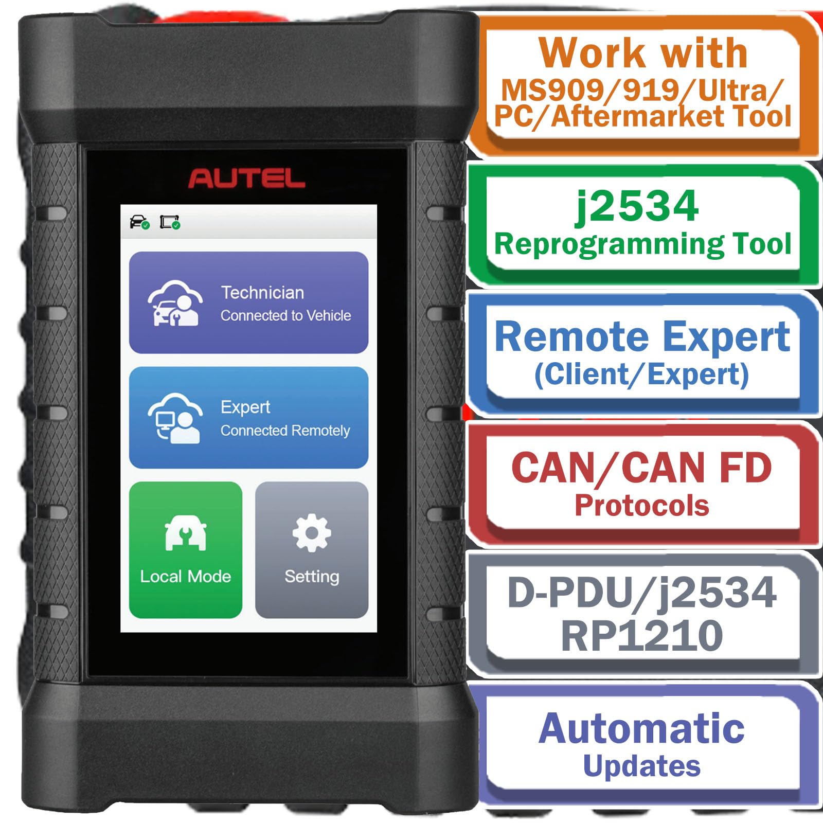 Autel VCI MaxiFlash Xlink J2534 Reprogramming Tool Expert-Driven Remote Diagnostic Tool Supports DoIP/CAN/CAN FD/D-PDU/J2534/RP1210 Work with Autel MaxiSYS Ultra MS919 MS909 PC and Mobile Phone