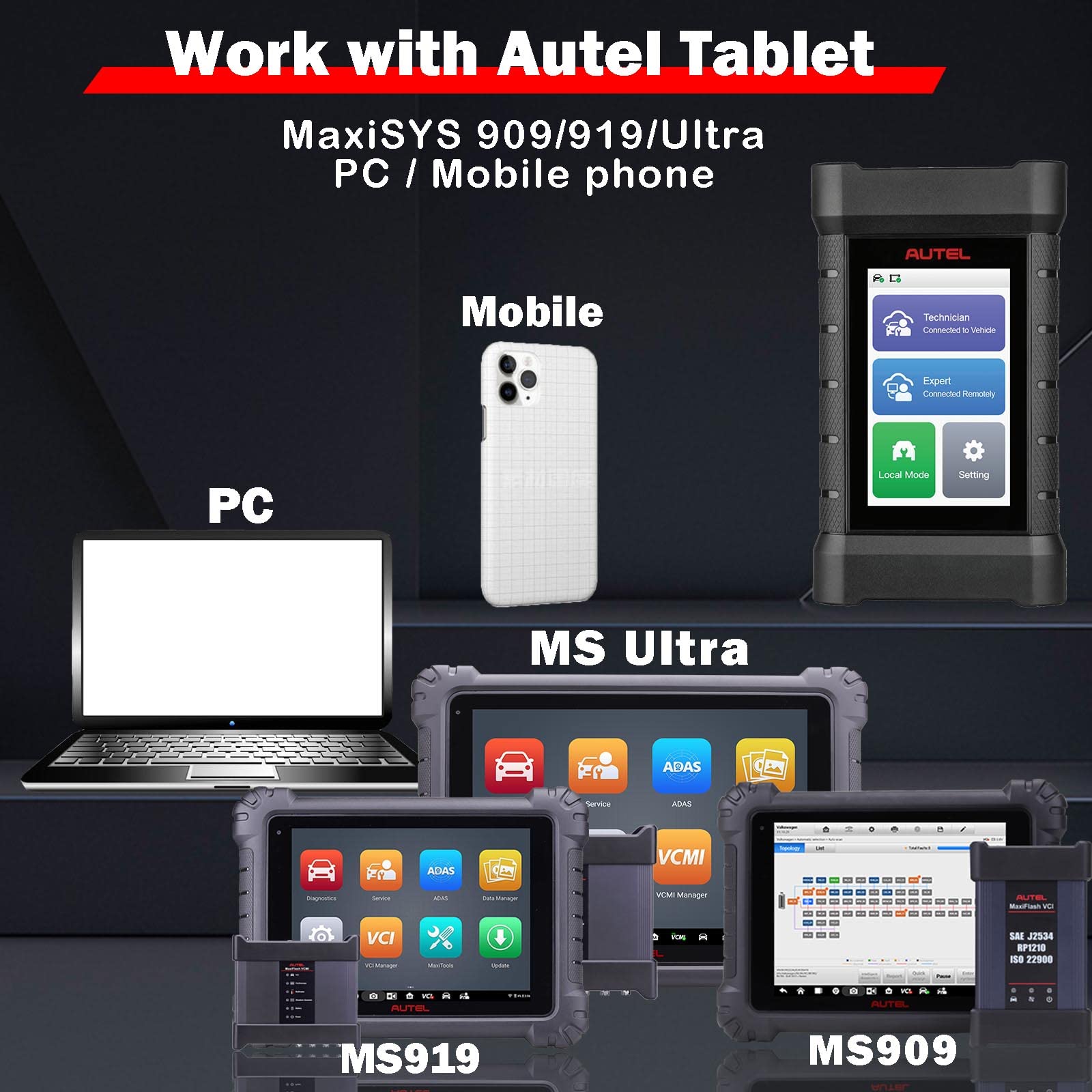 Autel VCI MaxiFlash Xlink J2534 Reprogramming Tool Expert-Driven Remote Diagnostic Tool Supports DoIP/CAN/CAN FD/D-PDU/J2534/RP1210 Work with Autel MaxiSYS Ultra MS919 MS909 PC and Mobile Phone