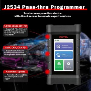 Autel VCI MaxiFlash Xlink J2534 Reprogramming Tool Expert-Driven Remote Diagnostic Tool Supports DoIP/CAN/CAN FD/D-PDU/J2534/RP1210 Work with Autel MaxiSYS Ultra MS919 MS909 PC and Mobile Phone