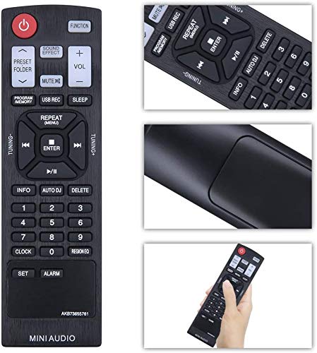 New AKB73655761 Replacement Remote Control fit for LG Mini Hi-Fi System Cms4550w CM4560 CJS45W CJ65 CJS65F CJ45 CJS45F FH6 CJ98 NJ98F CK43 CKD43F CK56 CKS57F Cms4550f