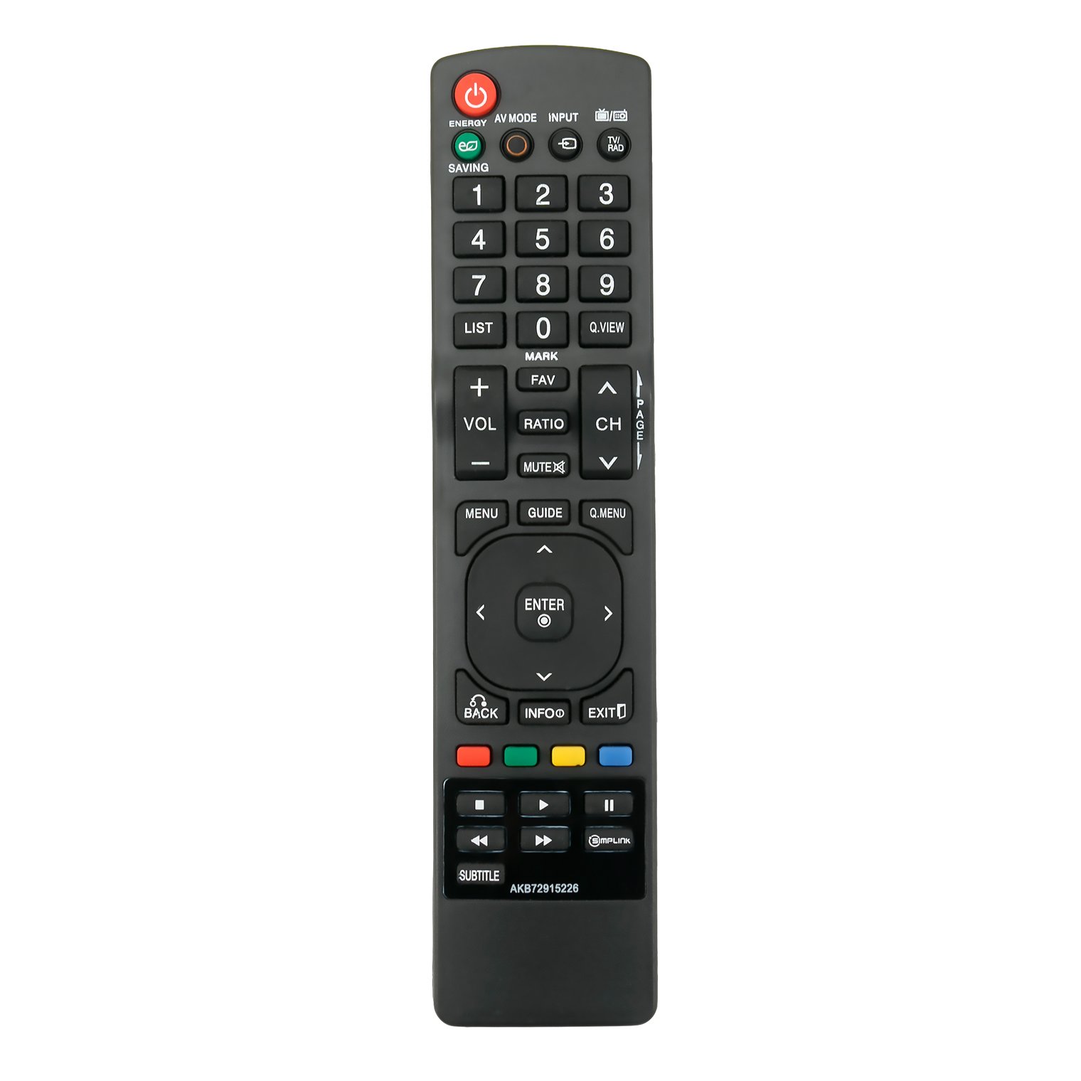 AKB72915226 Replace Remote Control fit for LG TV 19LD350 32LD350 42LD520 42LE4500 32LE4500 22LD350C 55LD520 LED LCD Plasma Television