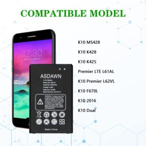 ASDAWN for LG K10 Battery Replacement, LG BL-45A1H Battery for LG Premier LTE L61AL, LG K10 Premier L62VL, LG K420N K430N K425 K428 K428SG MS428 F670L F670K F670S Q10