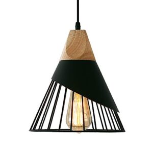 mxsaoud modern black pendant light over kitchen island, adjustable wood hanging light fixture,industrial pendant lighting for dining room,living room,bedroom,hallway,kitchen,bar