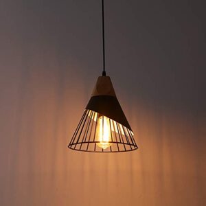 Mxsaoud Modern Black Pendant Light Over Kitchen Island, Adjustable Wood Hanging Light Fixture,Industrial Pendant Lighting for Dining Room,Living Room,Bedroom,Hallway,kitchen,Bar