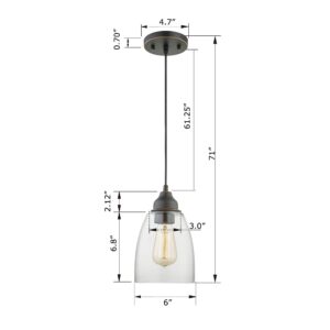 WISBEAM Pendant Lighting Fixture, Hanging Ceiling Lights with E26 Medium Base Max. 60 Watts, ETL Rated, Bulbs not Included, Bronze, 2-Pack