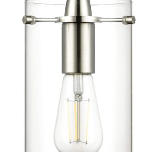 Brushed Nickel Pendant Lights Kitchen Island - Medium Clear Glass Pendant Light Fixture