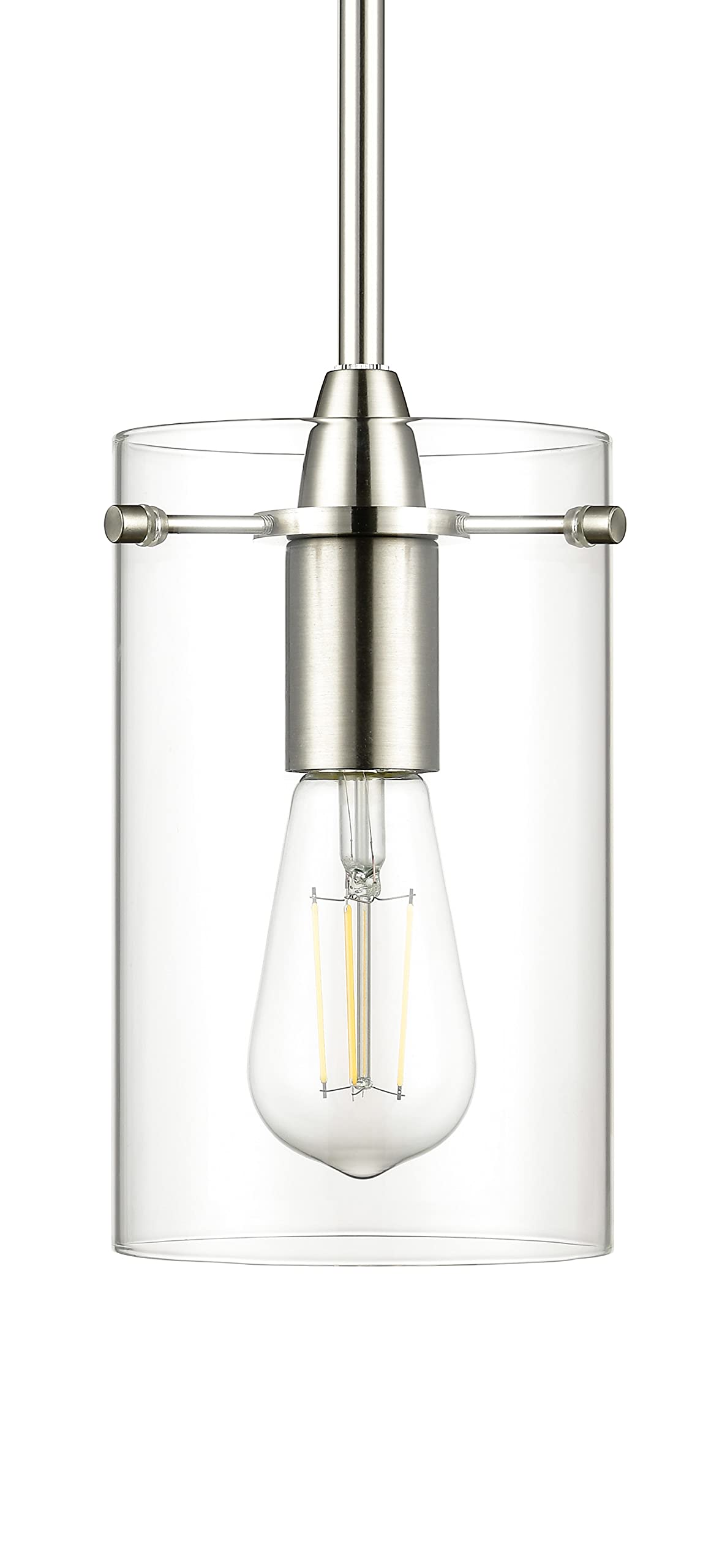 Brushed Nickel Pendant Lights Kitchen Island - Medium Clear Glass Pendant Light Fixture