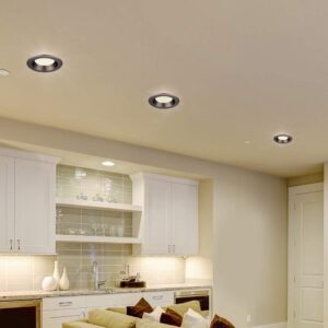 DESIGNERS FOUNTAIN LED Recessed Lights, 5/6 Inch 5CCT Dimmable IC Rated Downlight, 12W 1000LM, Energy Star, Retrofit Ceiling Light, 2700K/3000K/3500K/4000K/5000K, Bronze Baffle Trim, EVL61093T50BZ