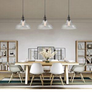 CLAXY Ecopower Industrial Edison Vintage Style 1-Light Pendant Glass Hanging Light Kitchen Island Dining Pendant Lighting