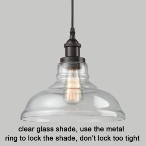 CLAXY Ecopower Industrial Edison Vintage Style 1-Light Pendant Glass Hanging Light Kitchen Island Dining Pendant Lighting