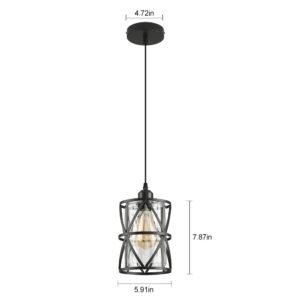 CAFULAM Black Pendant Lighting Modern Pendant Light, Adjustable Pendant Light Fixture,Pendant Lights Kitchen IslandLight (2-Pack)