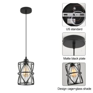 CAFULAM Black Pendant Lighting Modern Pendant Light, Adjustable Pendant Light Fixture,Pendant Lights Kitchen IslandLight (2-Pack)