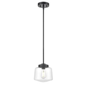 Linea di Liara Scolare Black Pendant Light Fixture Modern Farmhouse Pendant Lighting for Kitchen Island Schoolhouse Vintage Pendant Lamp Kitchen Pendant Light with Clear Glass Shade, Bulb Included