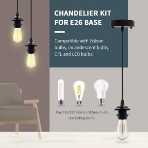 VTYXCTIGJ Industrial Mini Pendant Light Kit, Edison Retro Pendant, UL E26 Lamp Socket Vintage Pendant Light Cord, Mini Ceiling Hanging Light Fixtures, Adjustable Hanging Light Kit for Kitchen（Black）