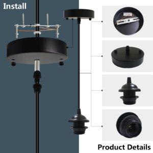 VTYXCTIGJ Industrial Mini Pendant Light Kit, Edison Retro Pendant, UL E26 Lamp Socket Vintage Pendant Light Cord, Mini Ceiling Hanging Light Fixtures, Adjustable Hanging Light Kit for Kitchen（Black）